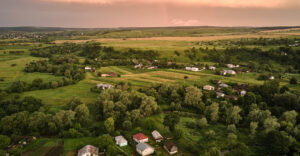 fields and houses