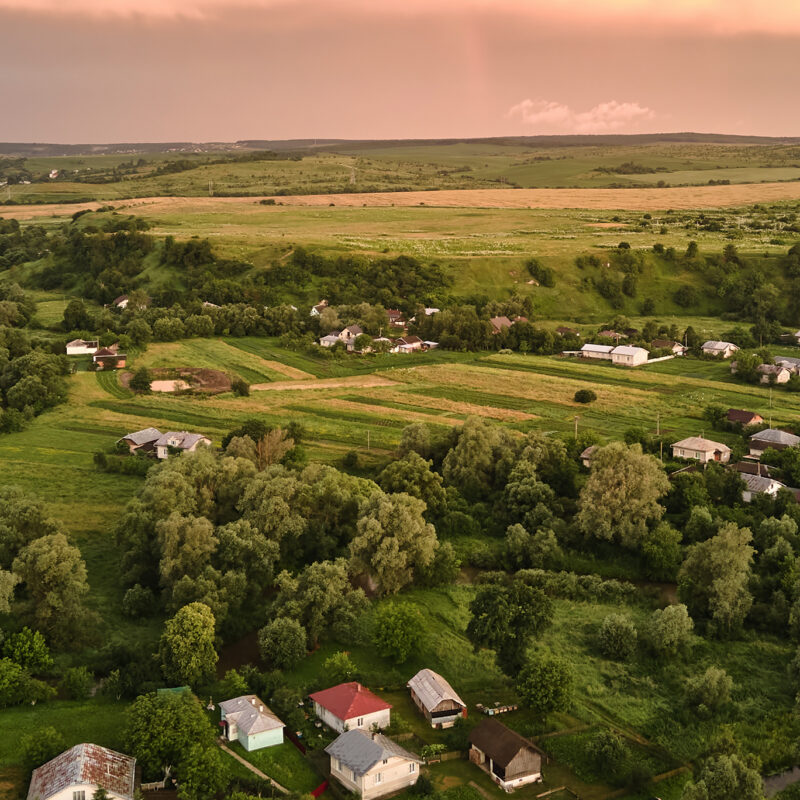 fields and houses