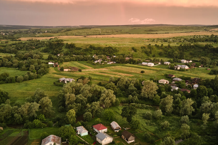 fields and houses